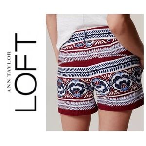 LOFT RIVIERA 4” COTTON BOHO PRINT SHORTS SIZE XXS NWT